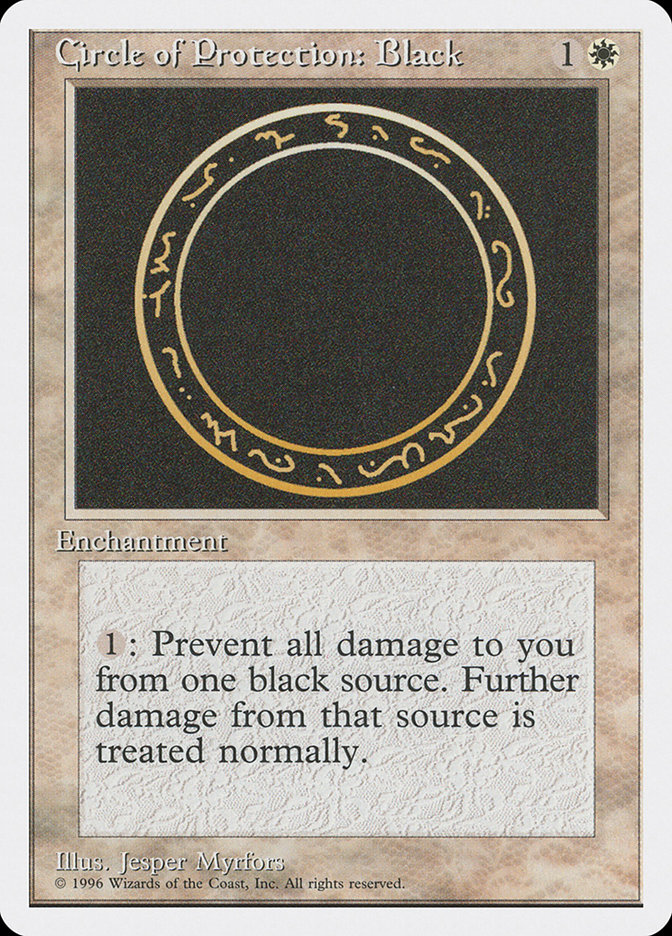 Circle of Protection: Black - MTG Card versions