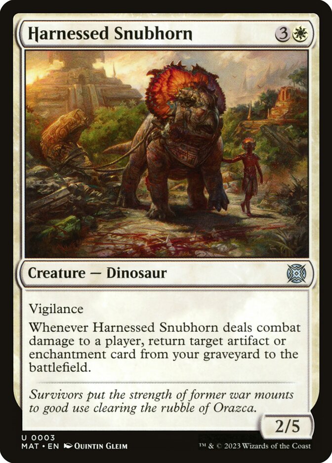 Harnessed Snubhorn - MTG Card versions