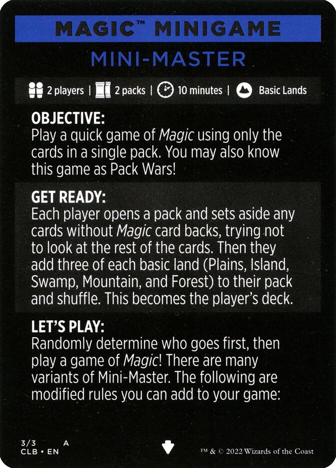 Mini-Master // Mini-Master (cont'd) - Commander Legends: Battle for Baldur's Gate Minigames (MCLB)