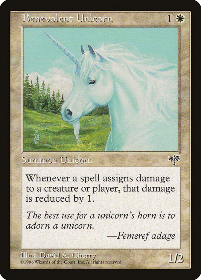 Benevolent Unicorn - MTG Card versions