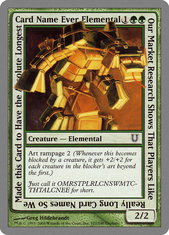 Our Market Research Shows That Players Like Really Long Card Names So We Made this Card to Have the Absolute Longest Card Name Ever Elemental - Unhinged