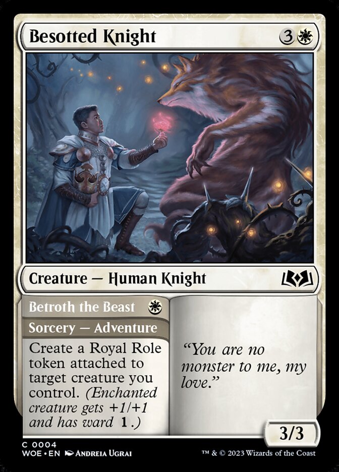 Besotted Knight // Betroth the Beast - MTG Card versions